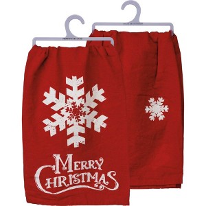 28.0 Inch Merry Christmasa Dish Towel Set Snowflakes Kitchen Towel - 1 of 3