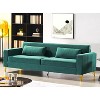 NicBex 85.8 Inch Velvet Sofas 3 Seater Couch with 2 Throw Pillows and Metal Legs for Living Room,Apartment,Office,Green - 3 of 4