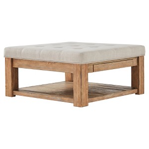 Southgate Natural Dimple Tufted Cocktail Ottoman Oatmeal - Inspire Q