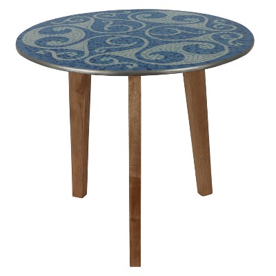 target blue side table