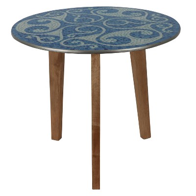 Swirl Mosaic End Table Blue/White - Décor Therapy