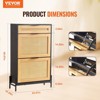 Munora Rattan Shoe Cabinet - 2 Flip Rattan Drawers + 1 Slide Drawer, Metal Legs - Slim Entryway Organizer for Shoes (Black) - 2 of 4