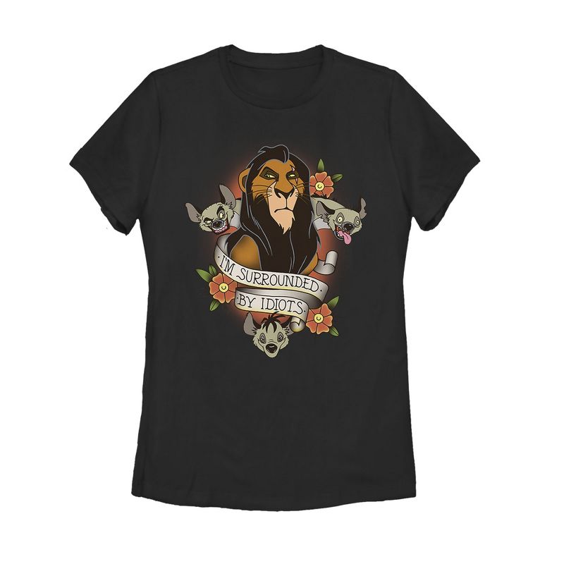 Women's Lion King Scar Surrounded By Idiots Tattoo T-Shirt, 1 of 4