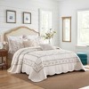 Marcielo 3Pcs Cotton Embroidery Delicate Floral Quilt Bedspread Set - 3 of 4