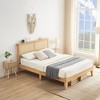 Rattan Bed Frame, Bohemian King Bed with Natural Headboard, LED Lights, Solid Wood Foundation with Silent Slats, No Box Spring Needed - 3 of 4