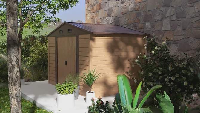 Outsunny 11' x 9' Steel Garden Storage Shed Outdoor Metal Lean To Tool House with Double Sliding Lockable Doors & 2 Air Vents, 2 of 8, play video