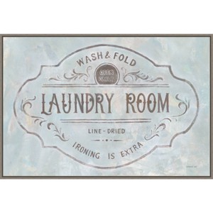 Amanti Art 33"x23" Laundry Day VIII by Danhui Nai Framed Wall Art Print: Canvas, Sage Green, Vintage Typography - 1 of 4