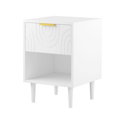 Dolonm Modern Nightstand with One Drawer and Open Shelf, Ideal for Bedroom Decor