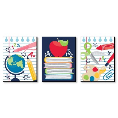 Big Dot of Happiness Back to School - First Day of School Classroom Decorations, Teacher Wall Art & Kids Room Decor - 7.5 x 10 inches -Set of 3 Prints