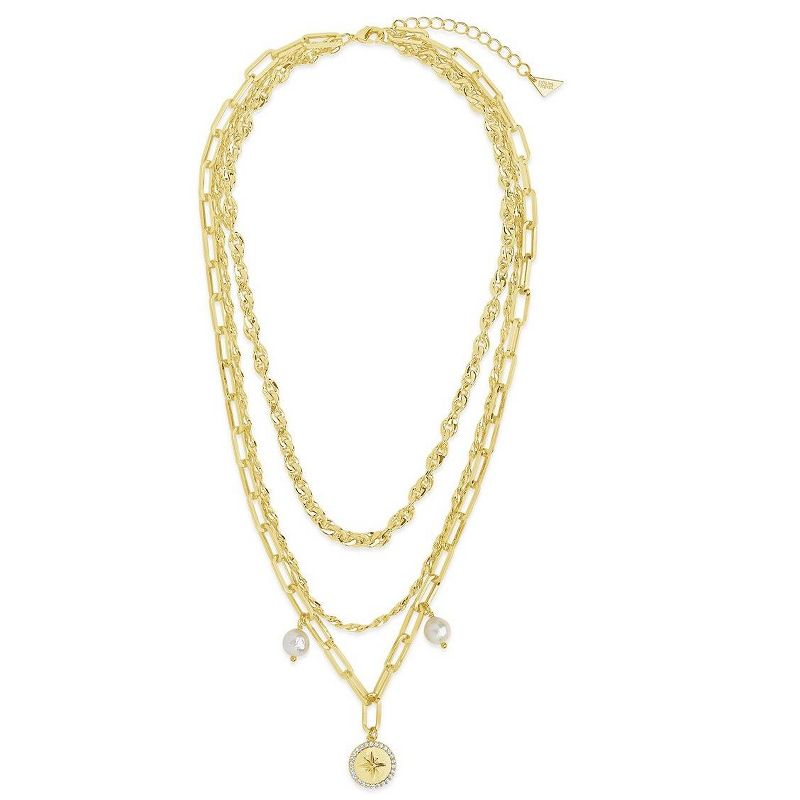 SHINE by Sterling Forever Navigator Layered Chain Necklace, 1 of 6