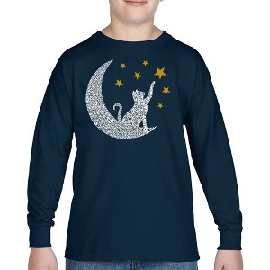 LA Pop Art Cat Moon - Boy's Word Art Long Sleeve T-Shirt - 1 of 4