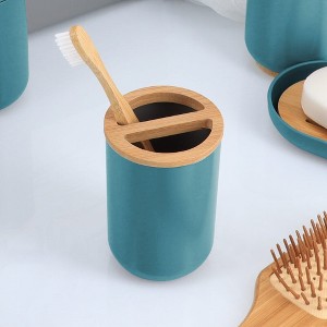Evideco French Home Goods Elegant Toothbrush Holder with Bamboo Top - Modern Bathroom Organizer for Toothbrush & Toothpaste - 1 of 4