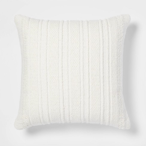 Woven Boucle Square Throw Pillow with Exposed Zipper Neutral - Threshold™