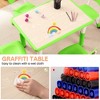 homfan Modern Kids Table,1 Table and 4 Chairs Set with Non-Slip Legs&Organizer Graffiti Desktop,Preschool Activity Kids Desk for Ages 2-10 - 4 of 4