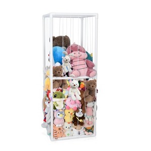 NewHome"Stuffed Animal Storage Organizer Shelf with Elastic Band – Standing Toy Holder for Kids' Room"White - 1 of 4