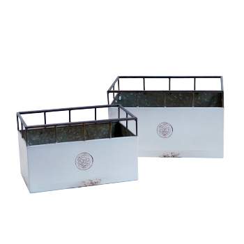 VIP Metal 14 in. White American Stamped Rectangle Bins Set of 2