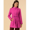 INSPIRE CHIC Women's Classic Stand Collar Long Sleeve Winter Belted Long Coat - 4 of 4