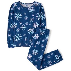 The Children's Place Girls Long Sleeve Snowflake Snug Fit Cotton Pajamas - 1 of 3