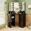 Corner Vanity Desk with 3-Color LED Lighted Mirror and Power Outlet - 2 of 4