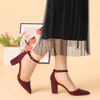 Allegra K Women's Ankle Strap Pointed Toe Block Heels Pumps - 2 of 4