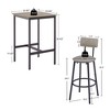 SKRAN Set of 3 Industrial Bar Table and Chairs, Square Pub Table with 2 Stools & Backrest,Counter Height set for Dining Room Small Space - 3 of 4
