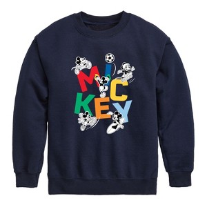 Boys' - Disney - Mickey Playing Sports Graphic Long Sleeve Fleece Sweatshirt - 1 of 4