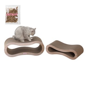 THE LICKER STORE Suvi Modern Cardboard Infinity 2-in-1 Lounge Bed Cat Scratcher with Catnip - 1 of 4