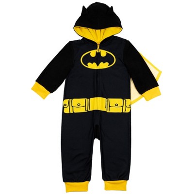 DC Comics Justice League Batman Fleece Zip Up Pajama Coverall and Cape Little Kid to Big Kid 