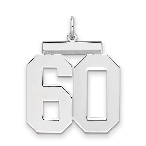 Black Bow Jewelry Sterling Silver, Athletic Collection, Large Polished Number 60 Pendant - 1 of 3