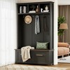 Polibi Versatile 4-in-1 Hall Tree with 6 Golden Hooks, Wood Grain Bench & Ample Storage - 2 of 4