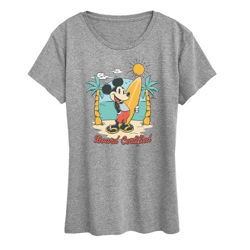 Women's - Disney - Mickey Mouse Summer Beach Vacation Surfboard Certified Short Sleeve Graphic T-Shirt - image 1 of 4