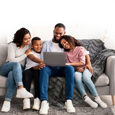 Gray Ultra Soft Faux Fur Reversible Throw Blanket