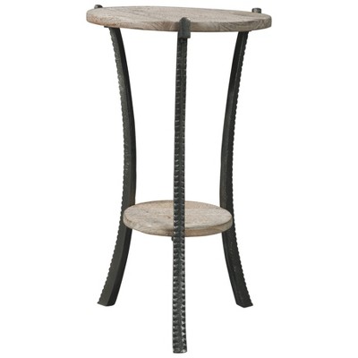 Enderton Side Table White Wash/Pewter - Signature Design by Ashley: Round, Modern, Open Shelf Storage