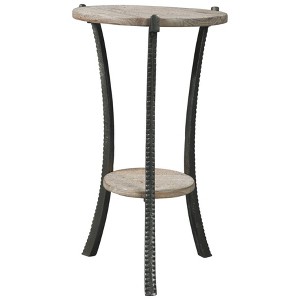 Enderton Side Table White Wash/Pewter - Signature Design by Ashley: Round, Modern, Open Shelf Storage - 1 of 3