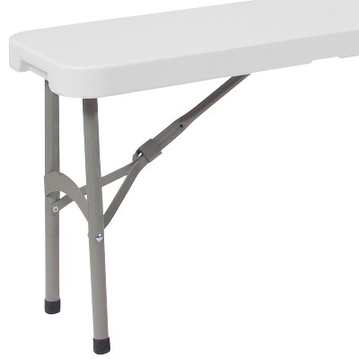 Granite White 6-Foot Folding Bench with Metal Frame