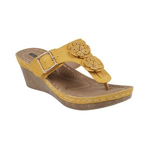 GC Shoes Narbone Flower Comfort Slide Wedge Sandals - 1 of 4