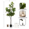 Kate and Laurel Fidmont Faux Fiddle Fig Tree with Jibbs Scalloped Planter Pot, 6 FT, White - 2 of 4