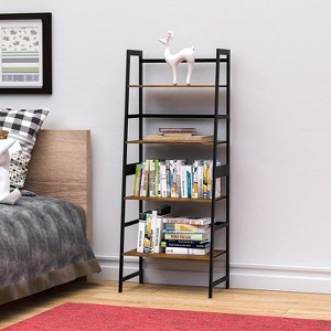 KTMBDW Ladder Bookshelf, 4 Shelf Bookcase Industrial Bookshelf Wood and Metal Bookshelves, Book Storage Shelves for Living Room, Bedroom, Home Office - 1 of 4