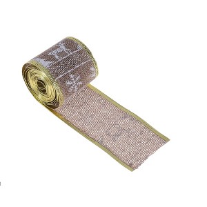 Unique Bargains Gift Wrap Ribbons Faux Linen with Reindeer Border Polyester 78.74"x1.97" 1 Pc - 1 of 4