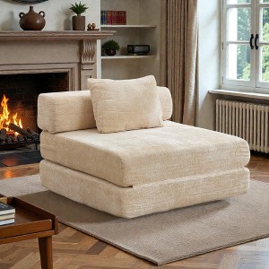 Mshliw Convertible Foldable Sofa Bed with Chenille Upholstery, Single Sofa, Modular Floor Couch, No-Assembly Design, Multi-Position Sleeper - 1 of 4