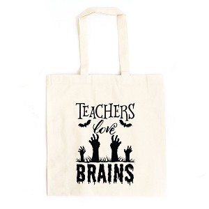 City Creek Prints Teachers Love Brains Canvas Tote Bag - 15x16 - Natural - 1 of 2
