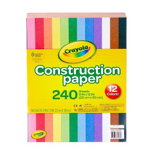 Crayola 240-Sheet Construction Paper 12-Color: School Supplies for Kids, Craft Paper, 9x12 Inches, Multicolor, Uncoated - 1 of 4