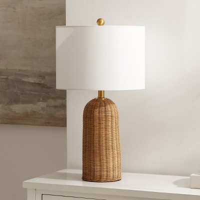 Anto Natural Rattan and White Fabric Table Lamp Set