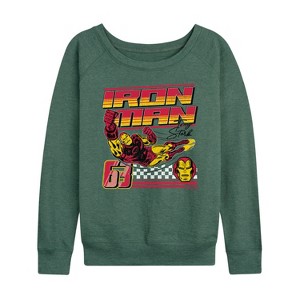 Women's - Marvel - Iron Man Racing Lightweight French Terry Wide Neck Long Sleeve Shirt - 1 of 4