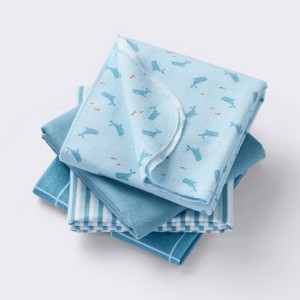 Flannel Baby Blanket - Whales - 4pk - Cloud Island™ - 1 of 4