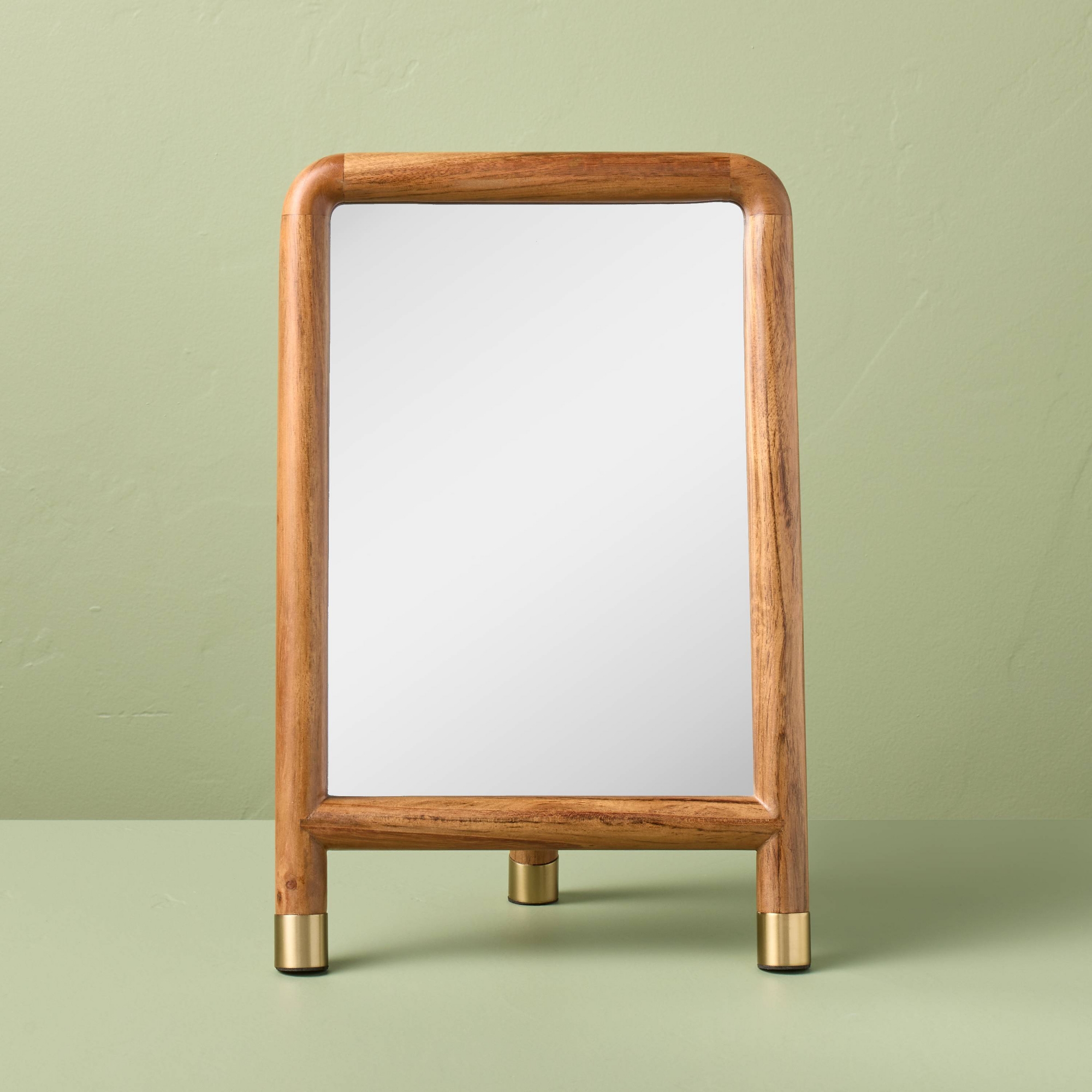Wood Accent Mirror with Brass Feet - Hearth & Hand™ with Magnolia