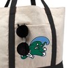 Tulane University Green Wave Primary Logo Canvas Tote Bag With External Pocket, Reusable Shoulder Bag for Shopping, School, Beach, Black - 2 of 4