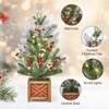 Red and Green, 24" Pre-Lit Mini Christmas Tree with Lights, Balls and Red Berries, DIY Table Top Decoration for Indoor Home - 3 of 4