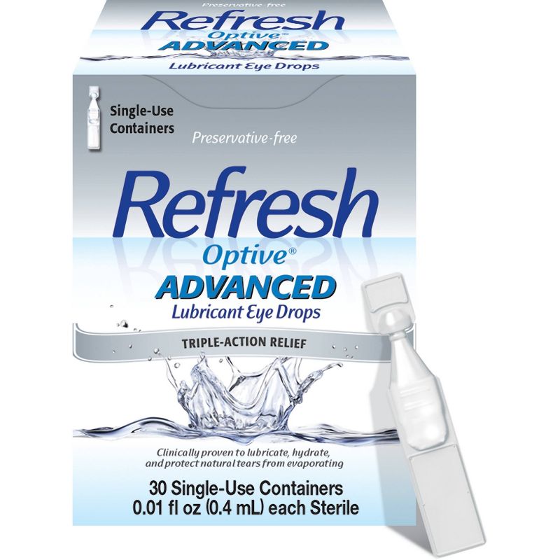 Refresh Optive Advanced Preservative Free Lubricant Eye Drops - 0.3 fl oz/30ct, 1 of 9