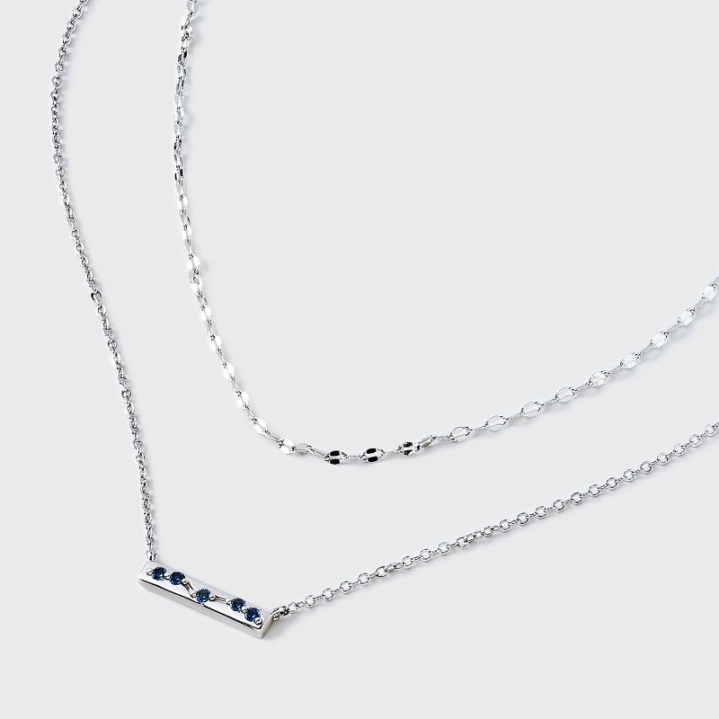 Silver Plated Cubic Zirconia Bar Duo Necklace - A New Day&#8482; Silver/Blue, 5 of 6